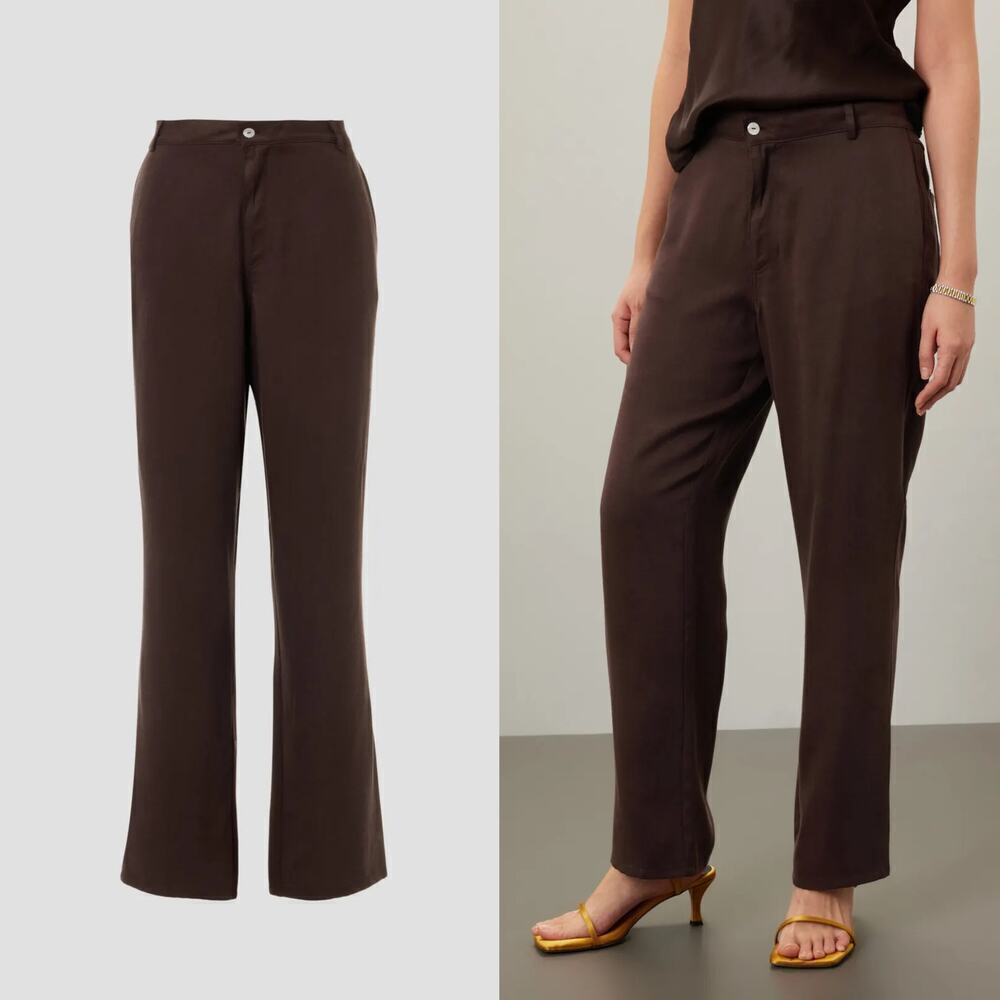 DONNI Twill Carpenter Pants Relaxed Fit Straight Leg Button-Fly Front Brown 12